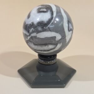 Natural Thousand Eye Jasper Polished Gemstone Sphere On Handmade Resin Display
